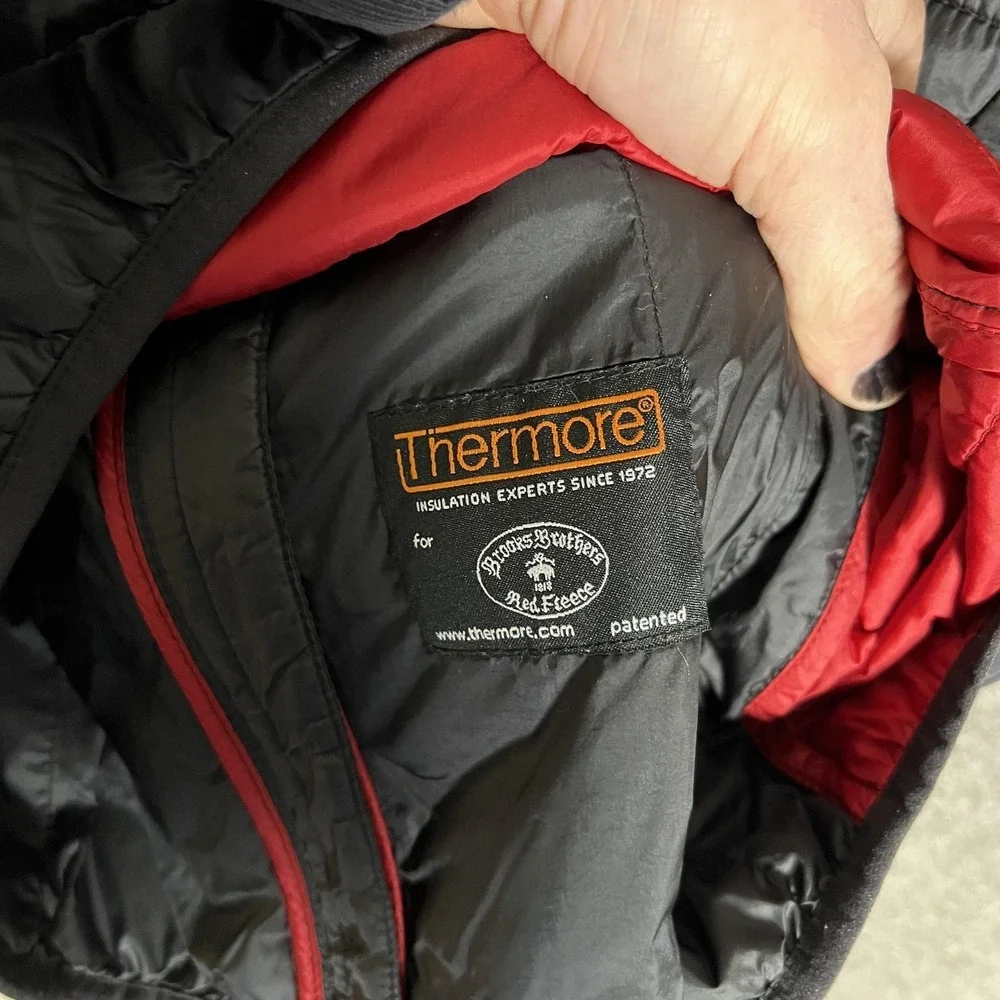 Brooks Brothers Jacket XS Black Puffer Head Of The Charles‎ Red Fleece